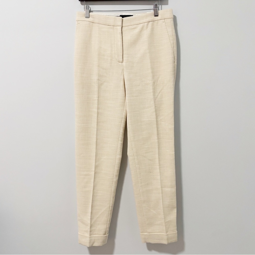 Ann Taylor The Ankle Trousers Womens Size 6 Tall Cream Textured High Rise‎ NWT